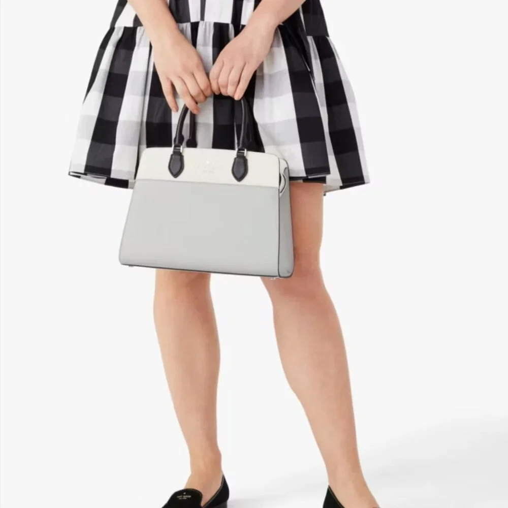 Kate Spade Madison Colorblock Saffiano Leather Medium‎ Satchel (Platinum Grey)